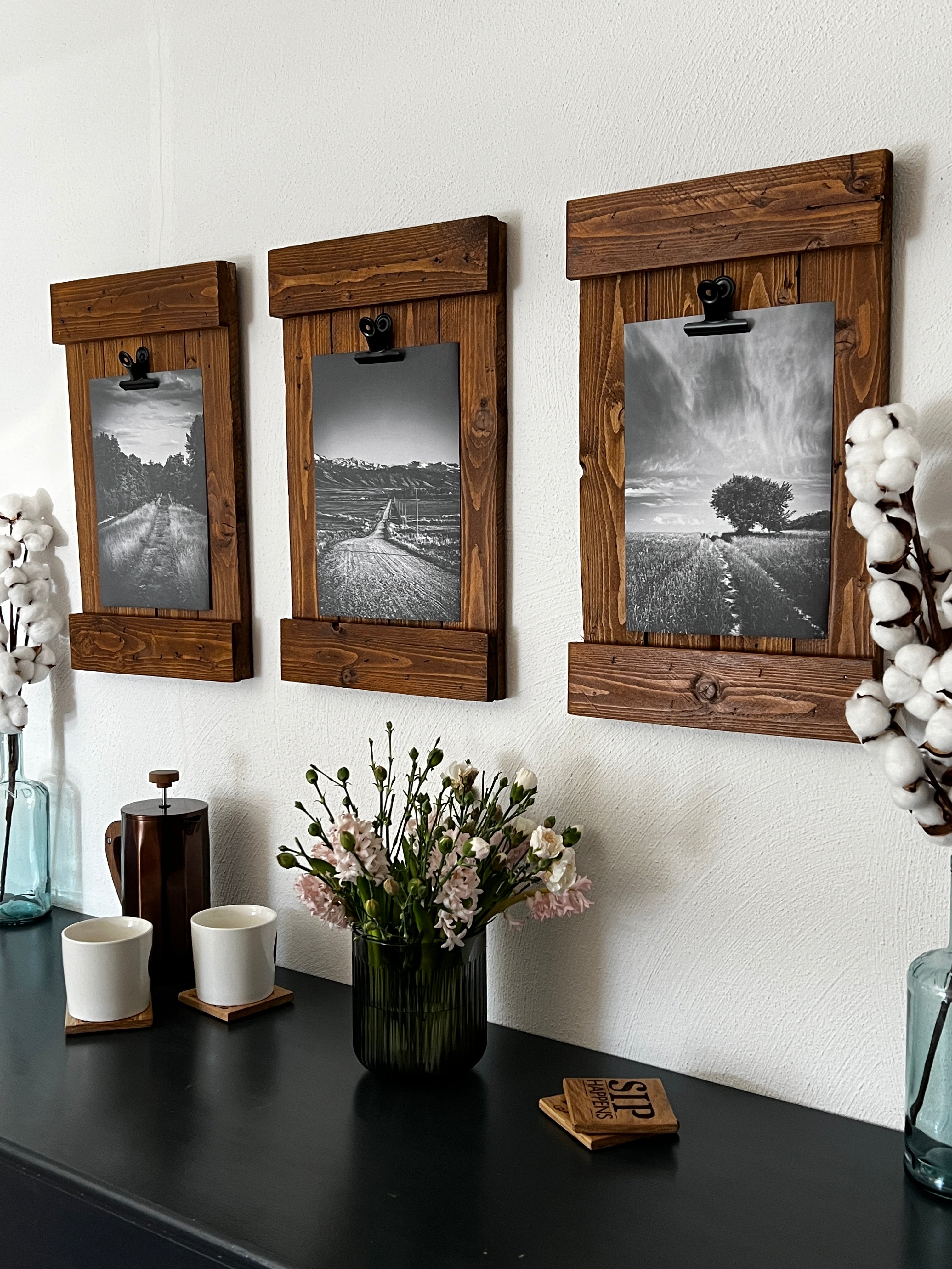 Rustic Wood Clip Frame from Reclaimed Pallet Photo, Recipe, or Note Holder image 2