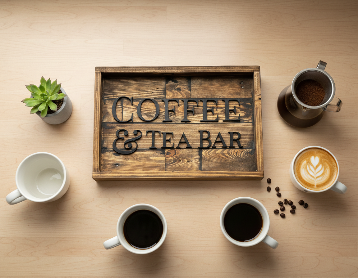 Rustic Coffee & Tea Bar Sign | Reclaimed Pallet Wood Wall Sign image 6