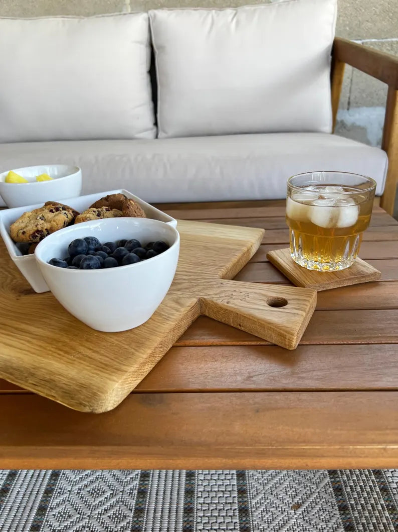 Handcrafted Solid Oak Rustic Charcuterie Board - Natural Live Edge and Aesthetic image 3