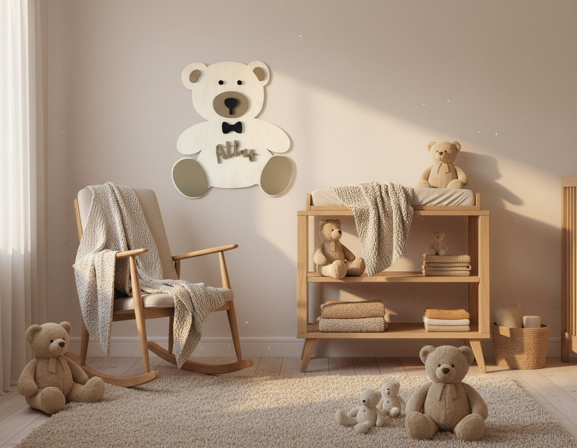 Personalized Children’s Name on a Teddy Bear Wall Hanging Plaque image 10