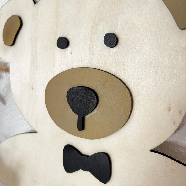 Personalized Children’s Name on a Teddy Bear Wall Hanging Plaque image 6
