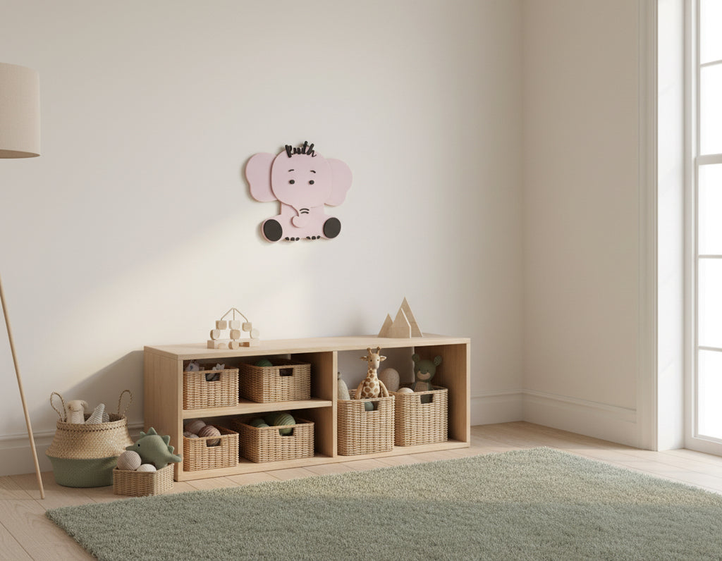 Personalised Elephant Nursery Name Sign – Custom Wooden Name Wall Décor image 9