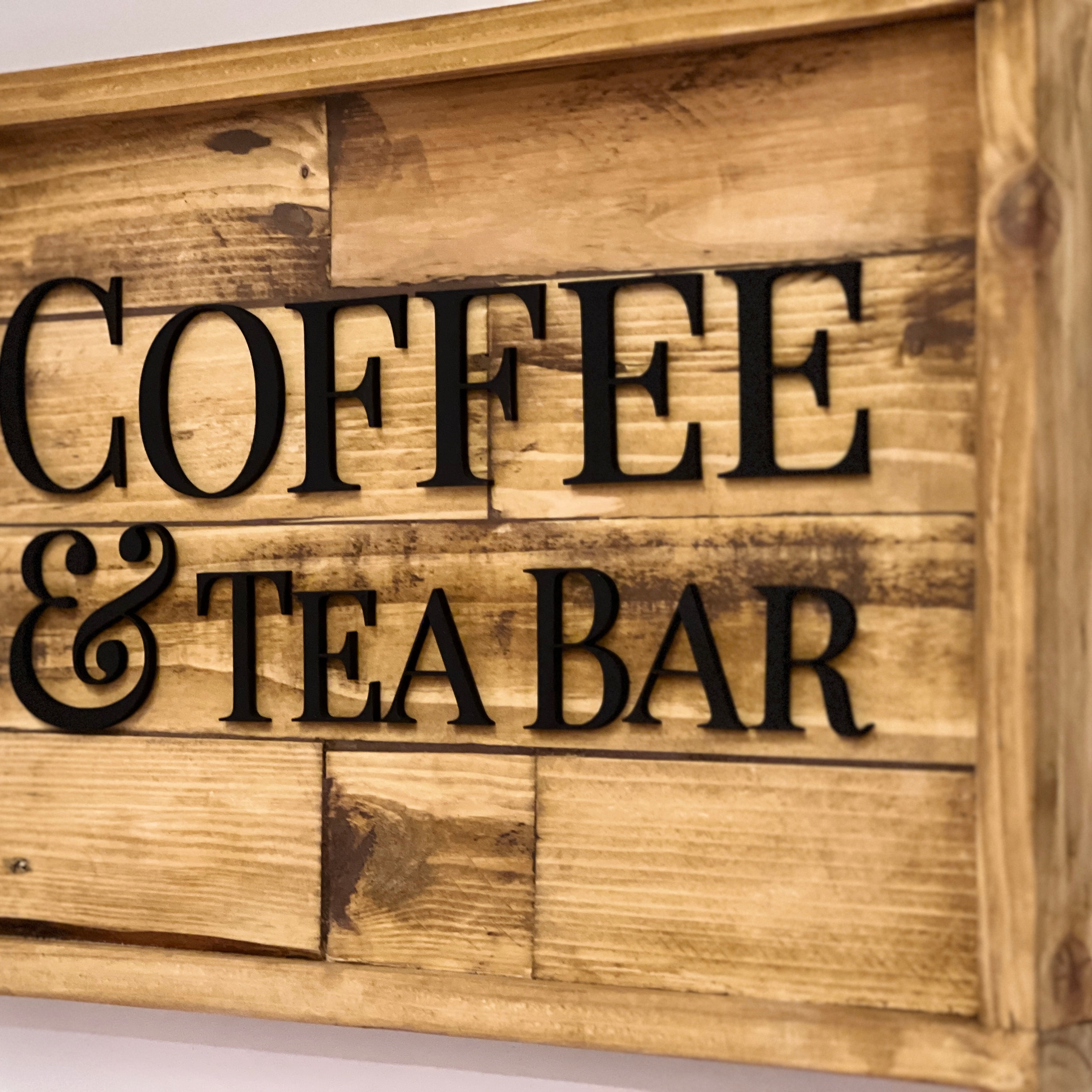 Rustic Coffee & Tea Bar Sign | Reclaimed Pallet Wood Wall Sign image 2