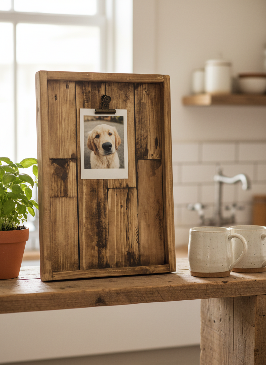 Reclaimed Wood Photo Frame – Rustic Pallet Wood Picture Holder with Clip image 10