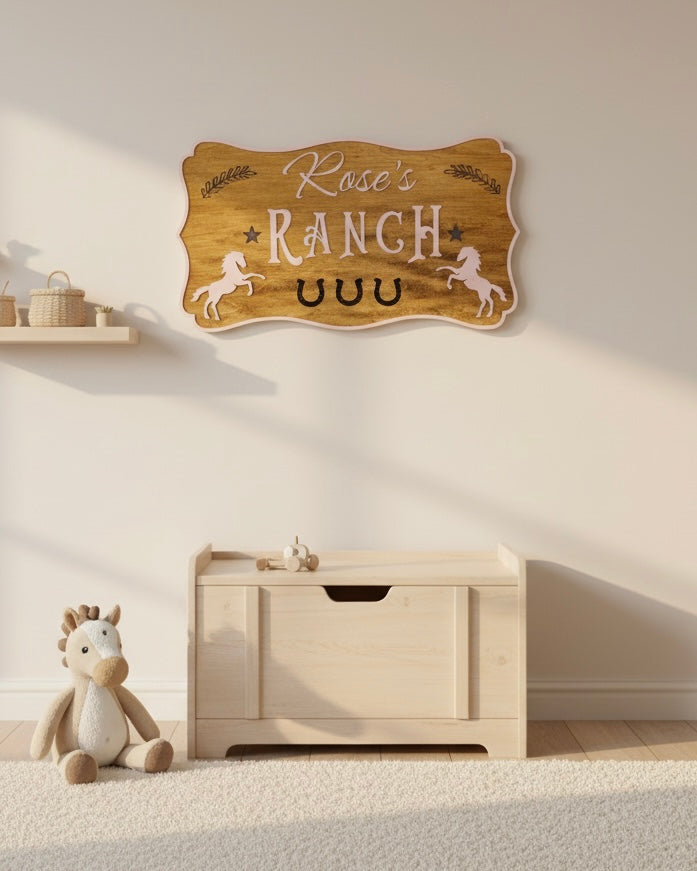 Personalised Children's Ranch Name Sign | Custom Wooden Wall Décor for Kids image 6