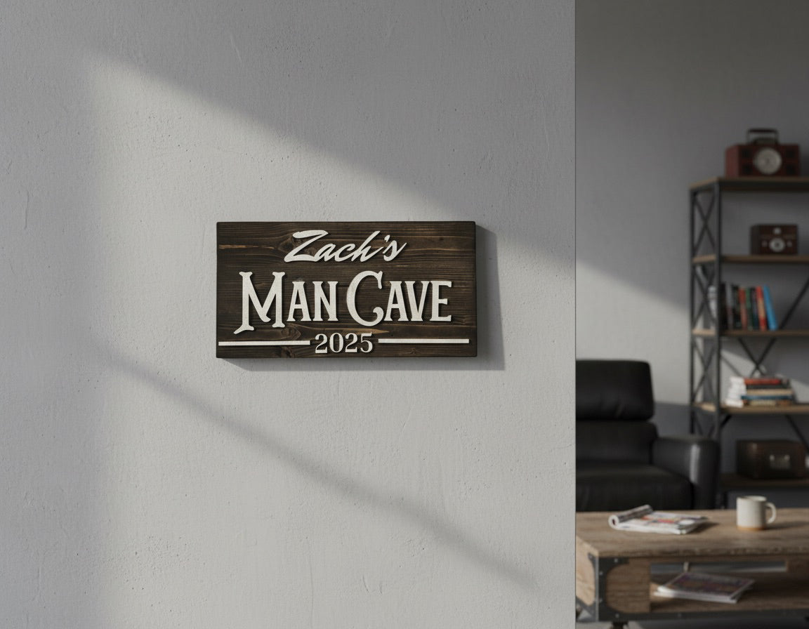Personalized Man Cave Wood Slat Sign with Name and Year; Father’s Day image 11