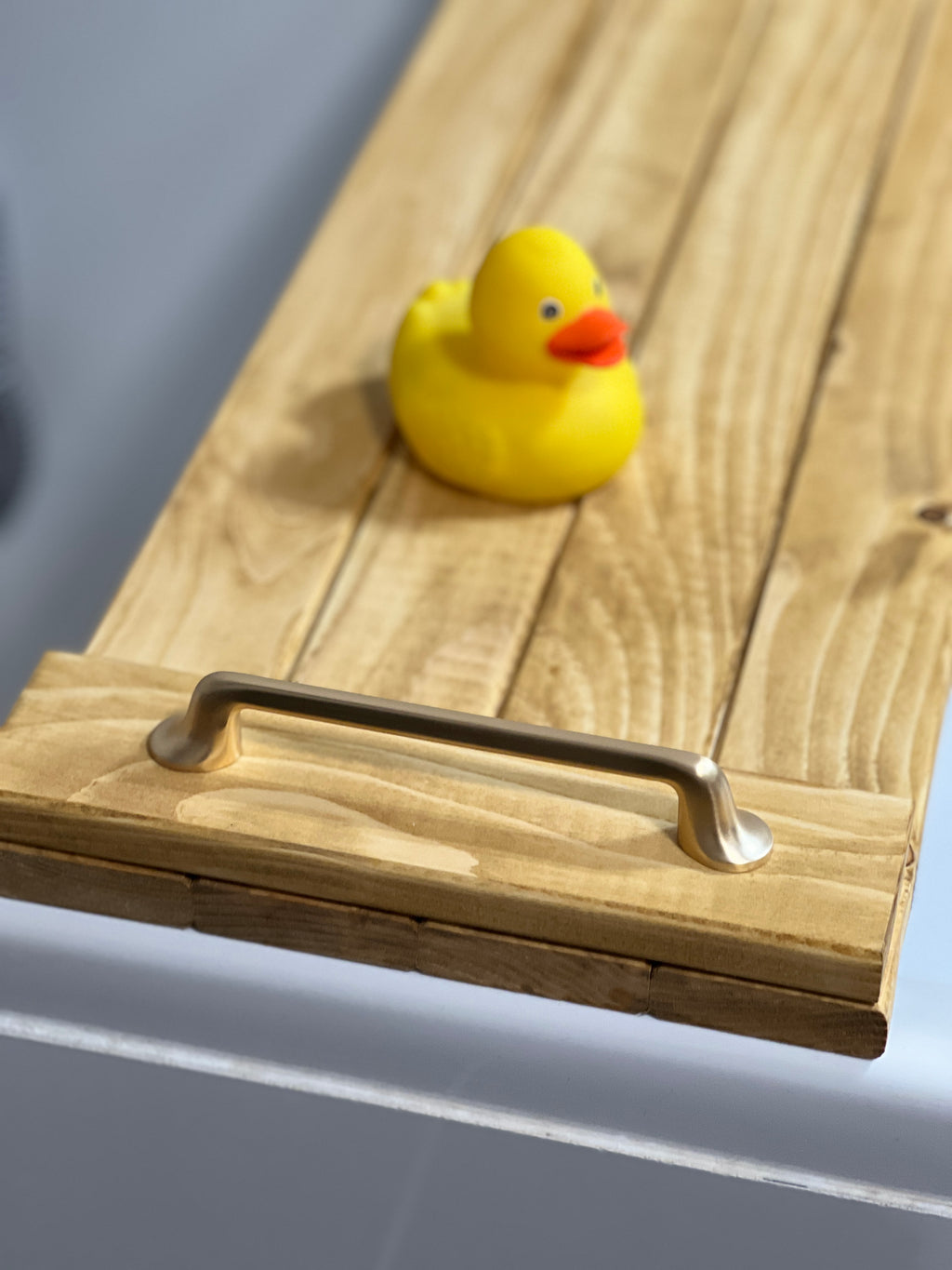 Handcrafted Rustic Oak Stain Wooden Bath Caddy | Bathtub Tray image 11