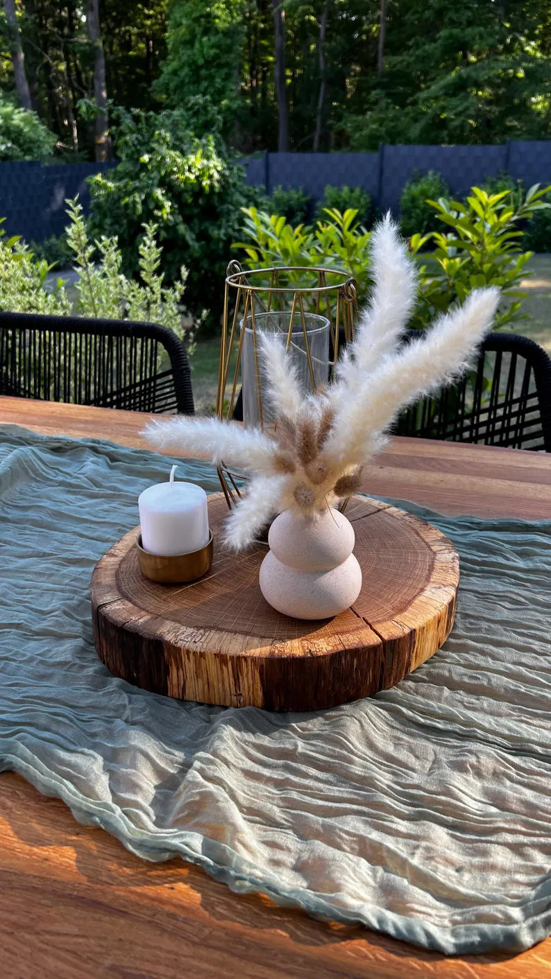 Rustic Oak Charcuterie Board for Entertaining – Large Round Wooden Serving image 5