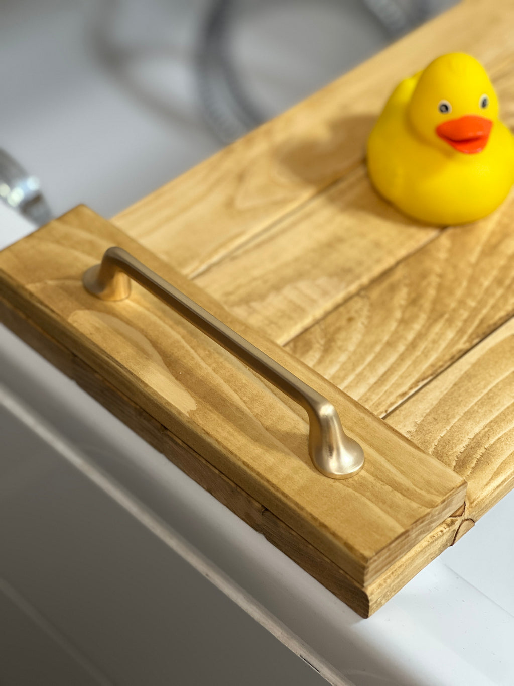 Handcrafted Rustic Oak Stain Wooden Bath Caddy | Bathtub Tray image 10