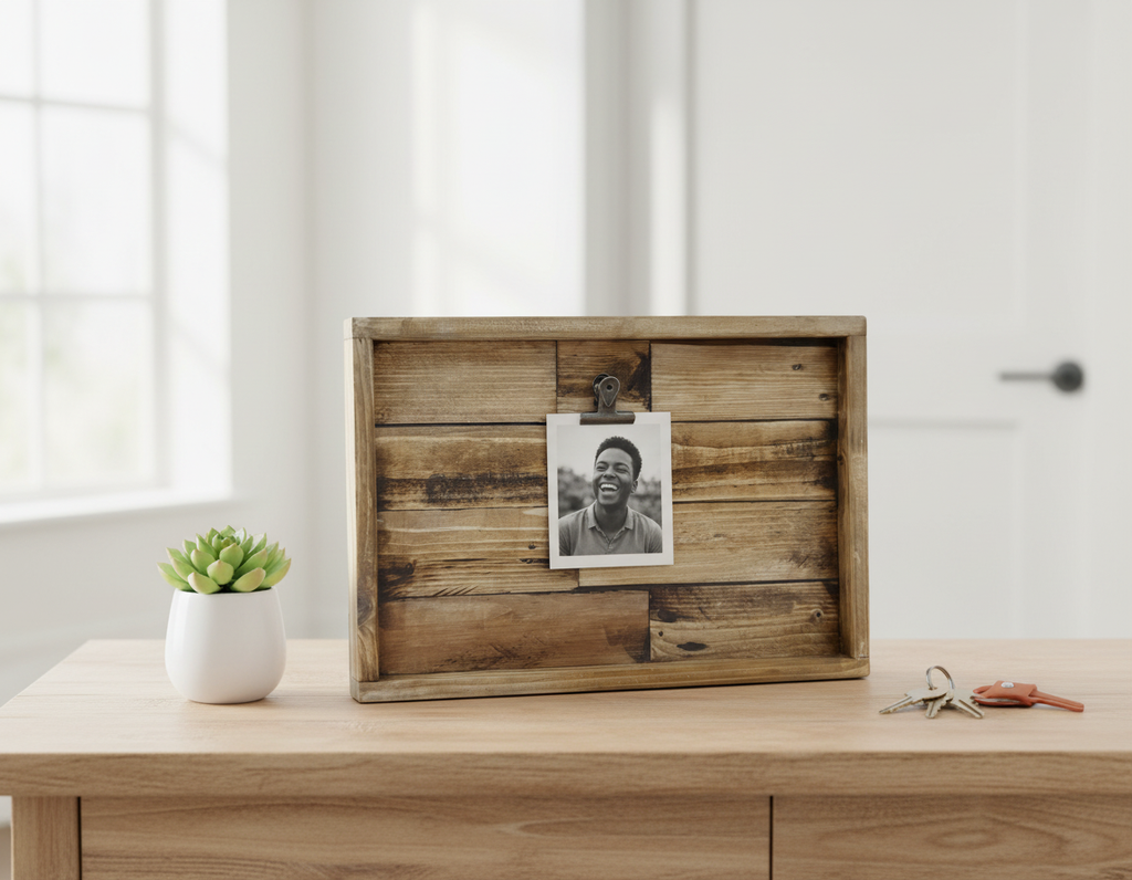 Reclaimed Wood Photo Frame – Rustic Pallet Wood Picture Holder with Clip image 9