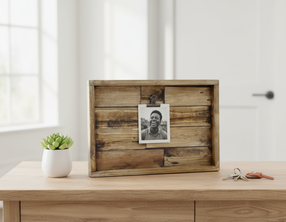 Reclaimed Wood Photo Frame – Rustic Pallet Wood Picture Holder with Clip image 9