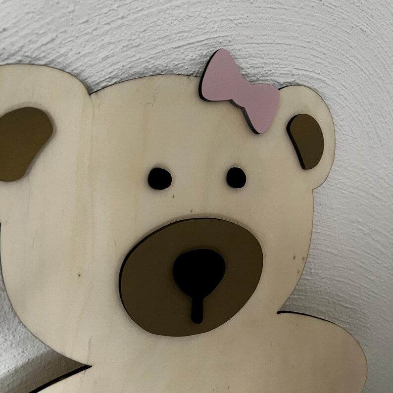 Personalized Children’s Name on a Teddy Bear Wall Hanging Plaque image 2