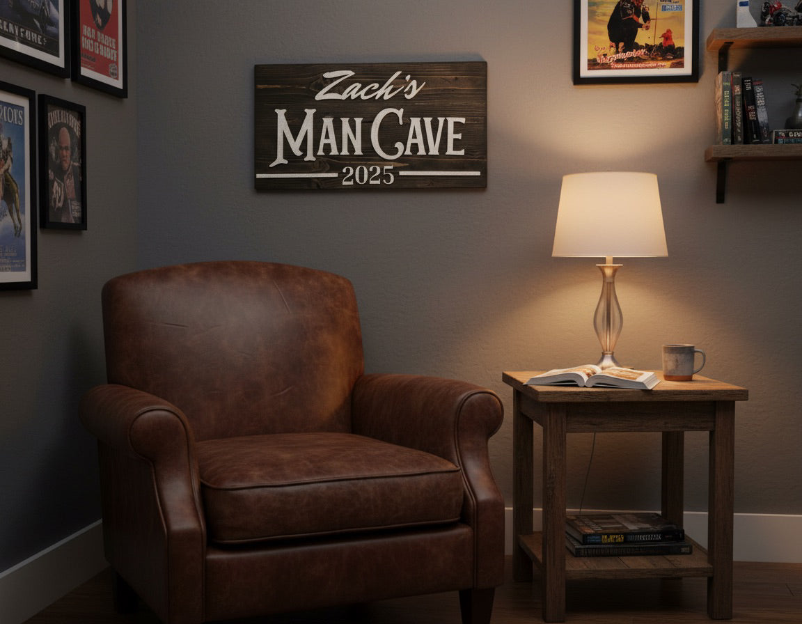 Personalized Man Cave Wood Slat Sign with Name and Year; Father’s Day image 10