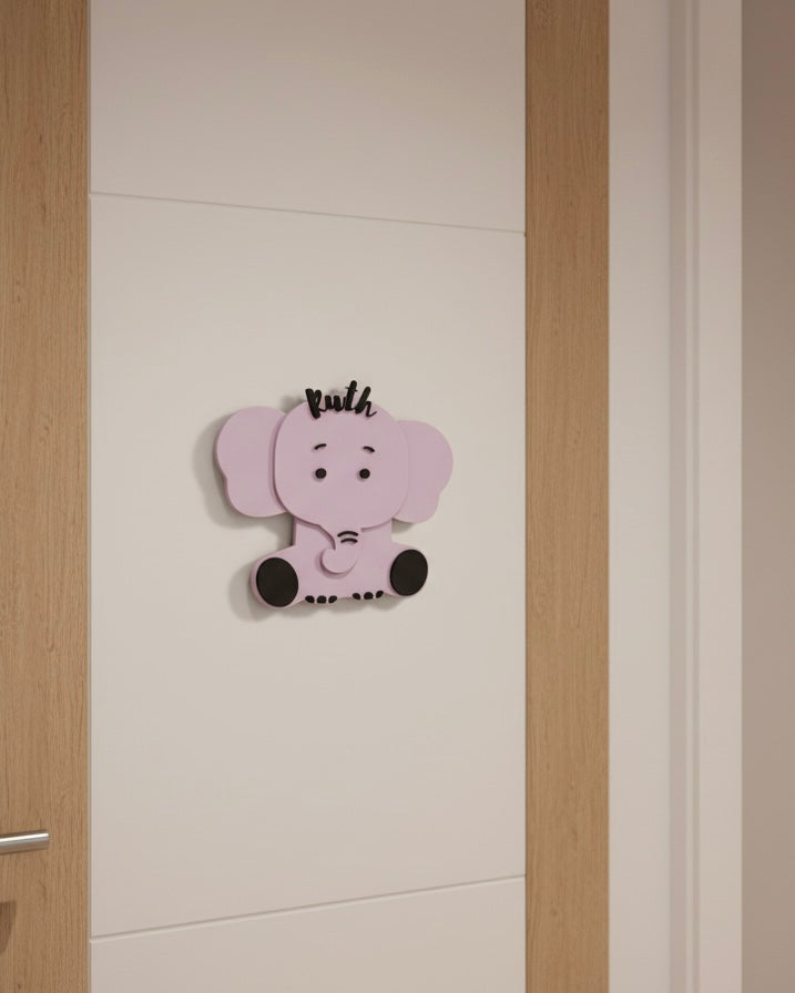Personalised Elephant Nursery Name Sign – Custom Wooden Name Wall Décor image 6