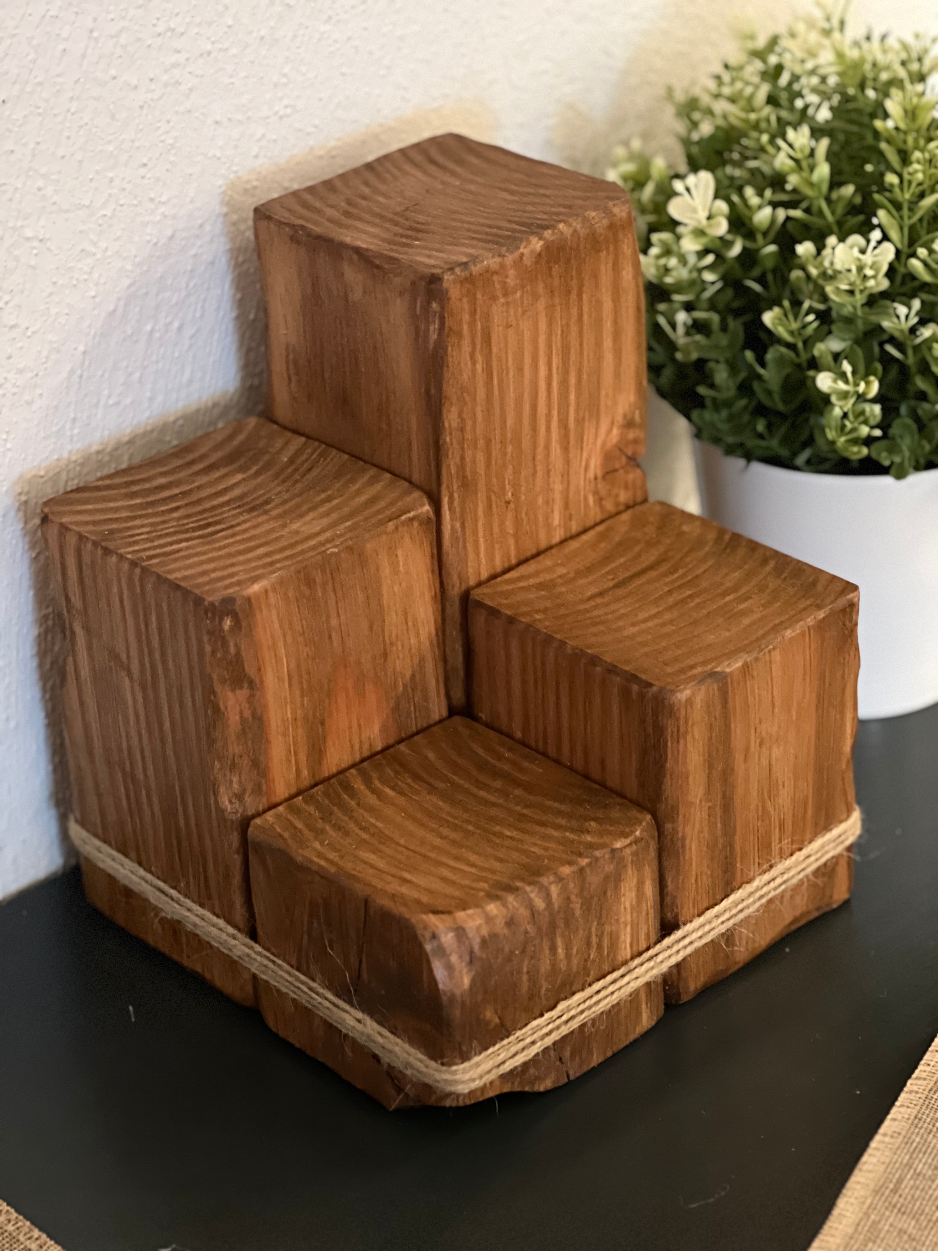 Rustic Wooden Desk Organiser | Solid Douglas Block Stand image 4