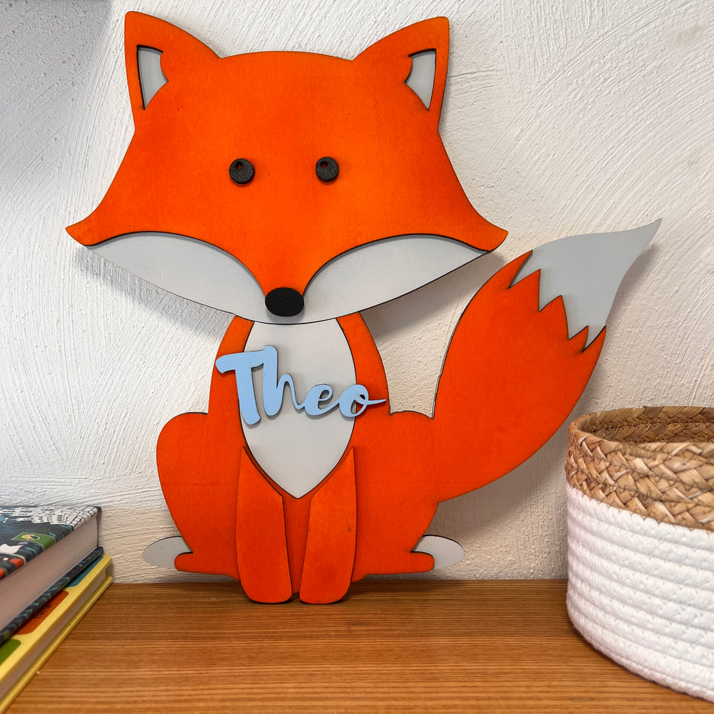 Personalised Wooden Fox Name Sign, Custom Nursery Wall Décor,  Woodland Theme image 3