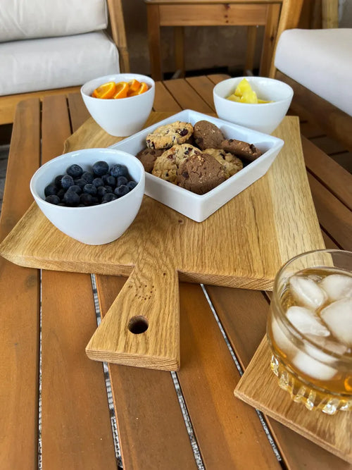 Handcrafted Solid Oak Rustic Charcuterie Board - Natural Live Edge and Aesthetic image 1