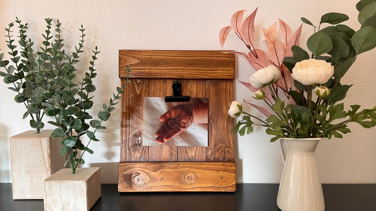 Rustic Wood Clip Frame from Reclaimed Pallet Photo, Recipe, or Note Hold image 6