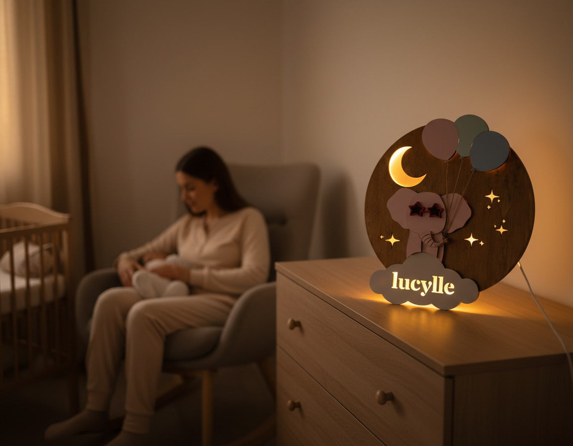 Personalised Night Light | Elephant Nursery Name Light image 5