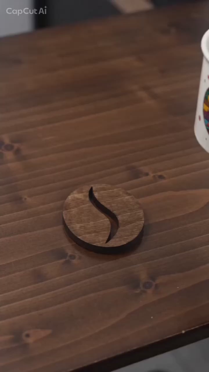Coffee Bean Coaster Wooden – Beech Wood Coaster with Cork Feet